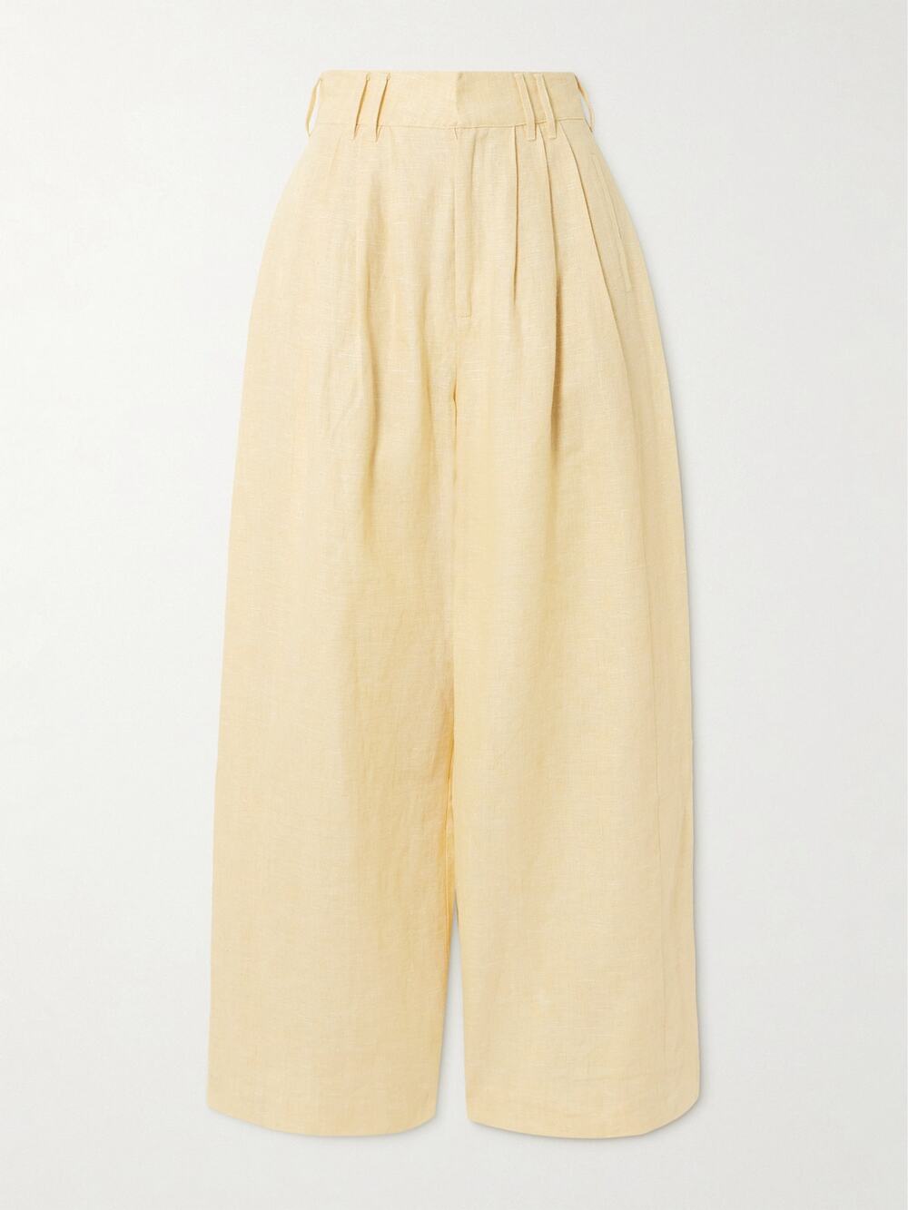 Posse Parker Linen Wide Leg Pleated Trousers Rio Yellow High Rise Pants Small 26